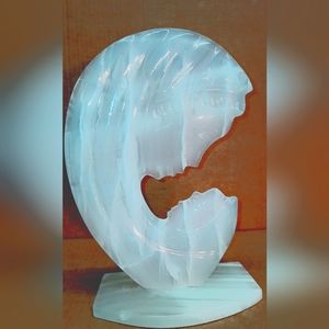 Alabaster Carving Statue Mother with Baby White Alabaster Smoothed Carving Mary